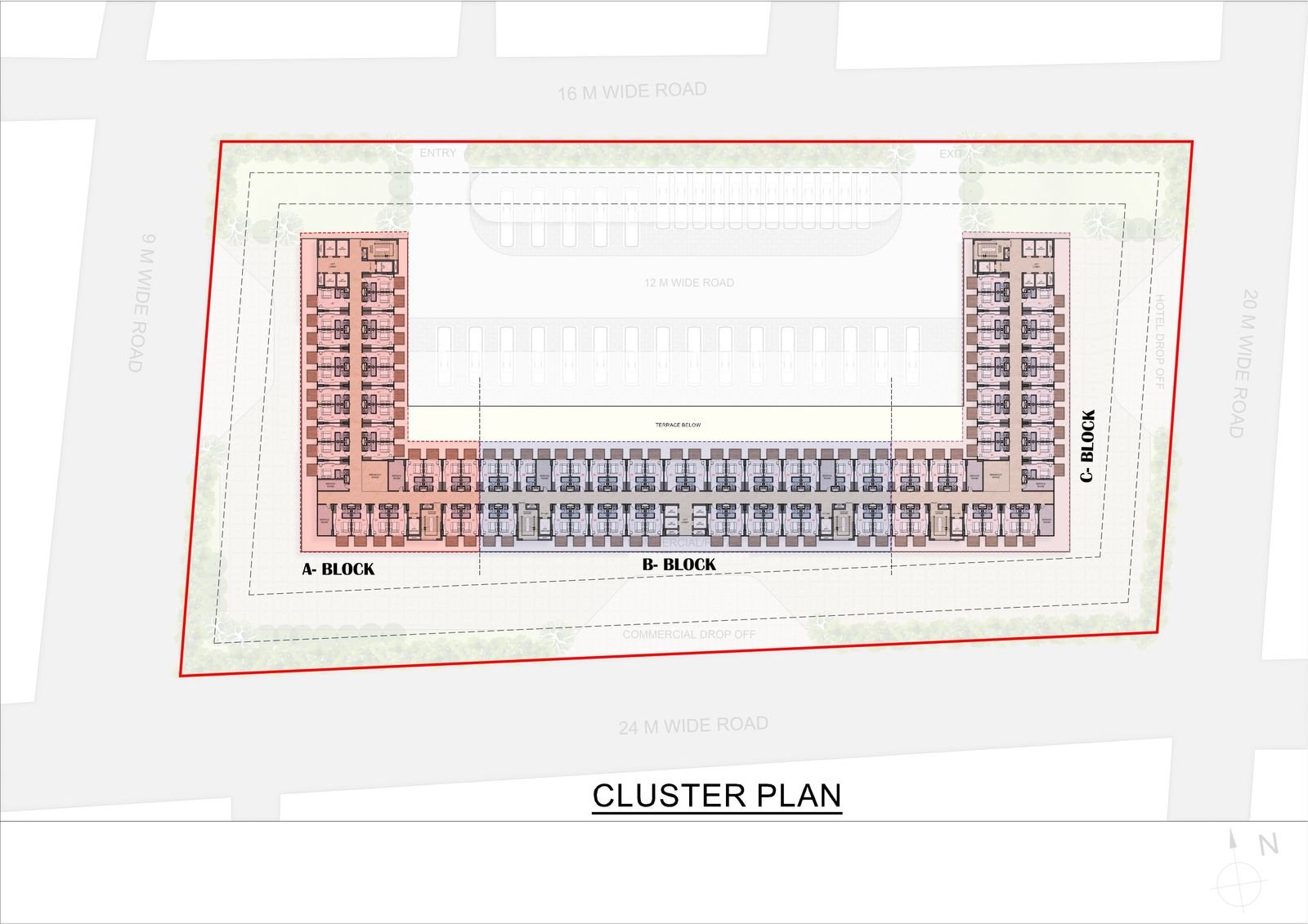 Centre Point Janakipuram cluster plan with A, B and C blocks